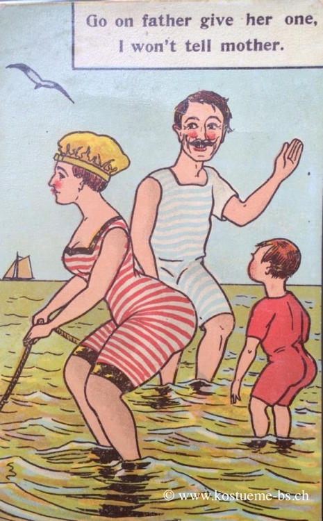 Schwimmkarikatur um 1910